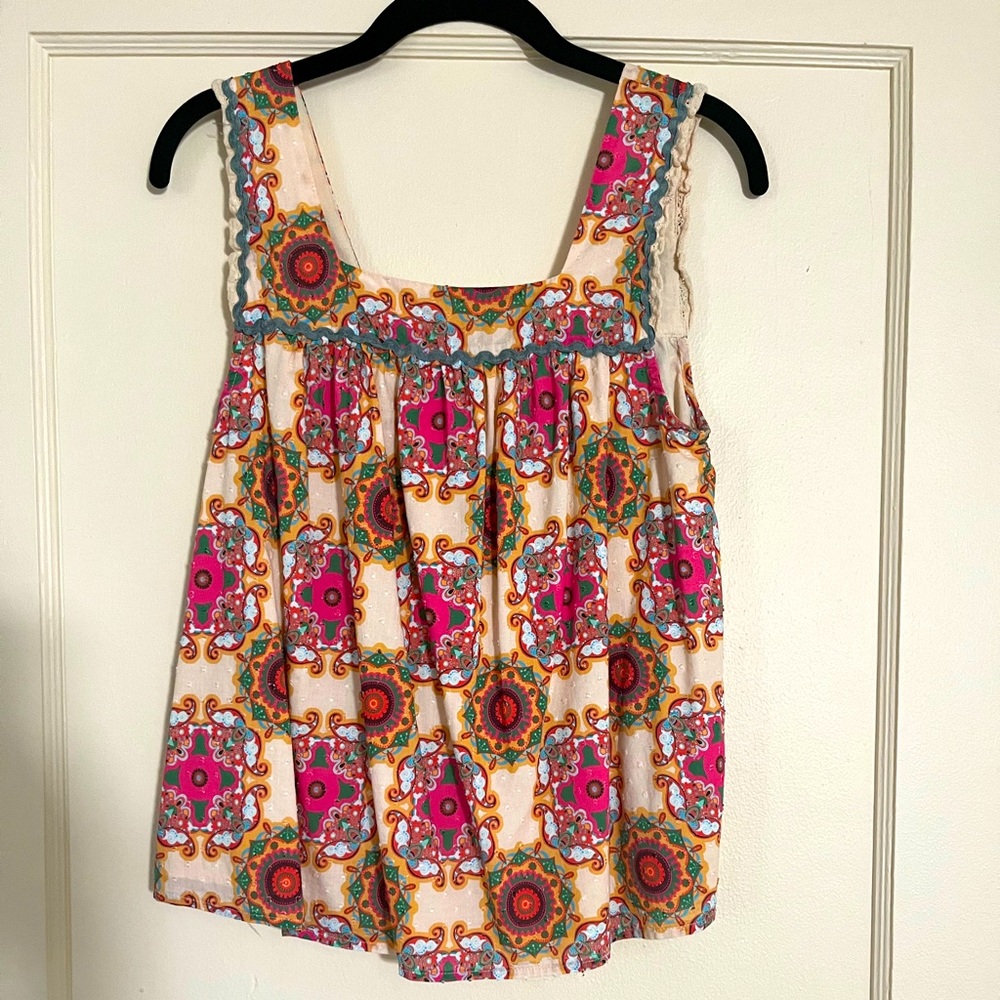 Anthro pink print tank top